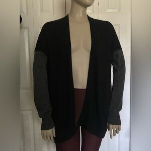 VINCE Black Olive Green Colorblock Wool Cashmere Silk Blend Cardigan XS